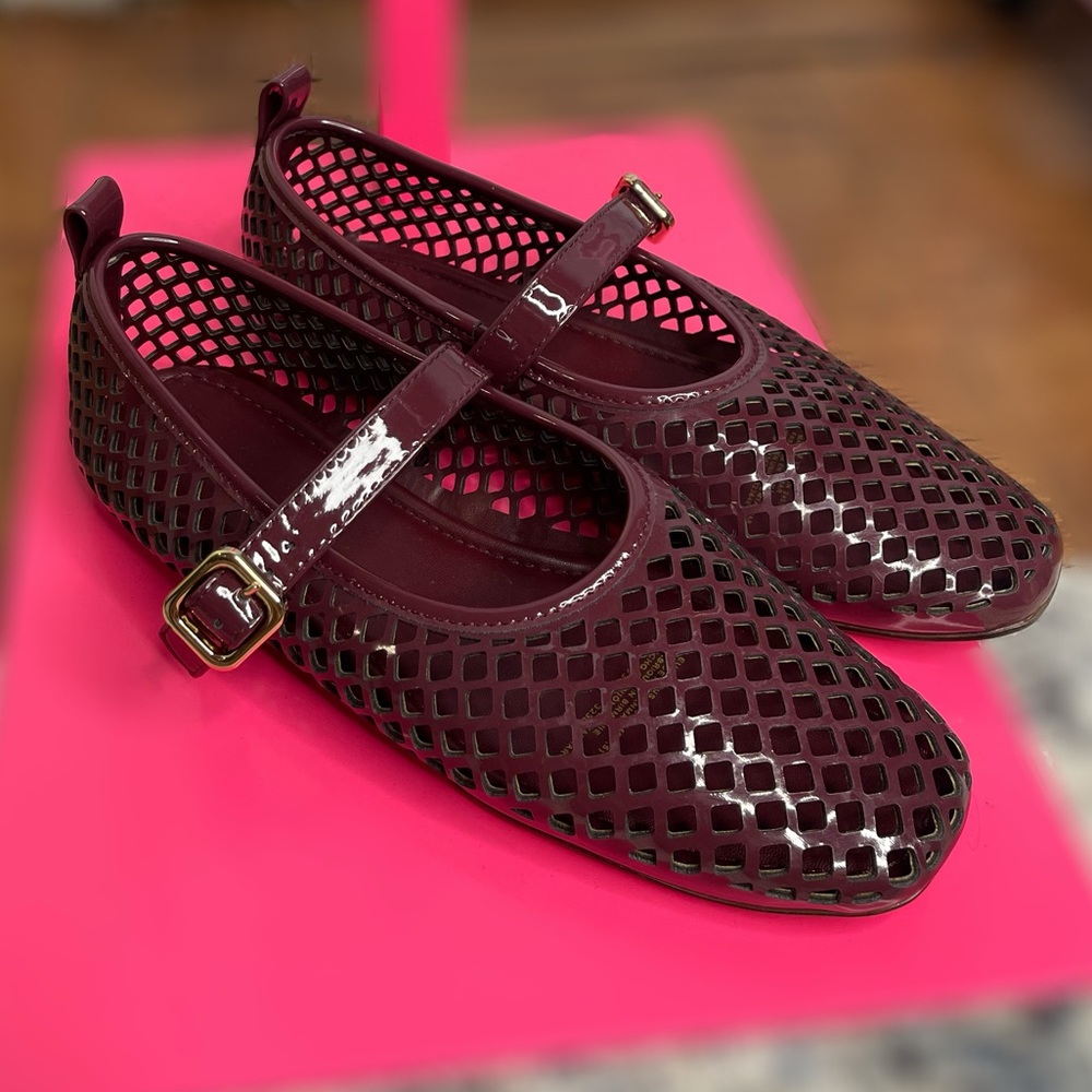 H&M Mesh Burgundy Mary Jane Shoes size 7
